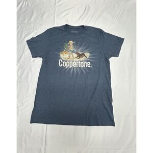 Unisex T-shirt Classic Coppertone Girl Logo (Beach, Dog) Blue T-Shirt Size Large